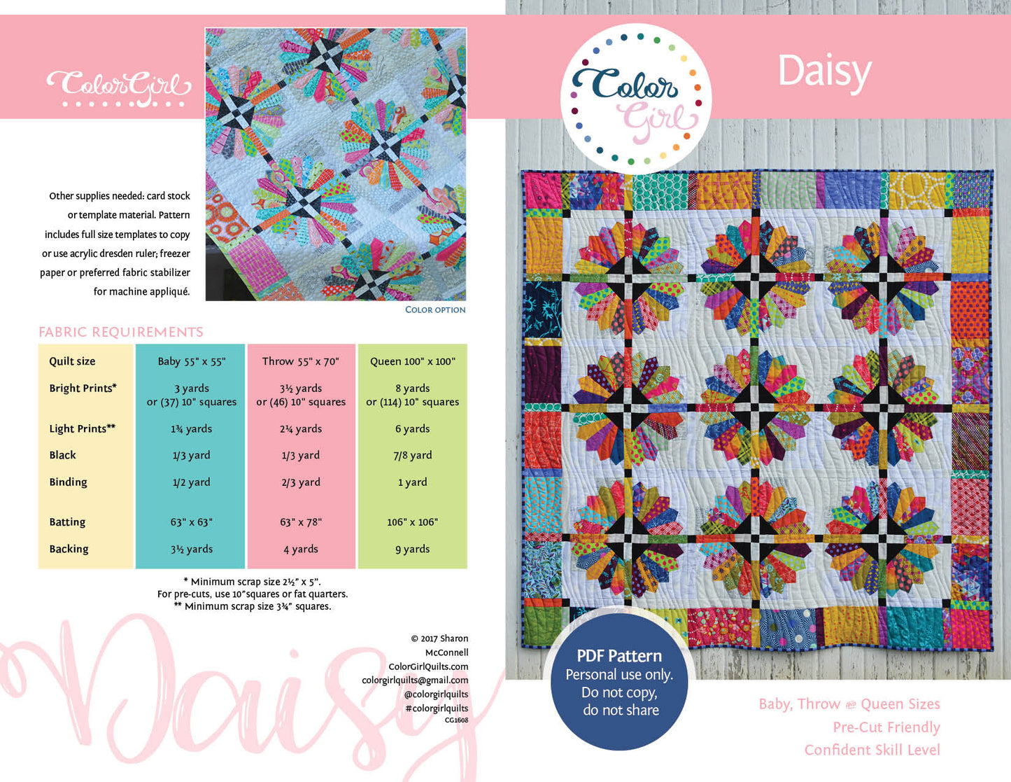 Daisy Quilt Pattern (four patterns)