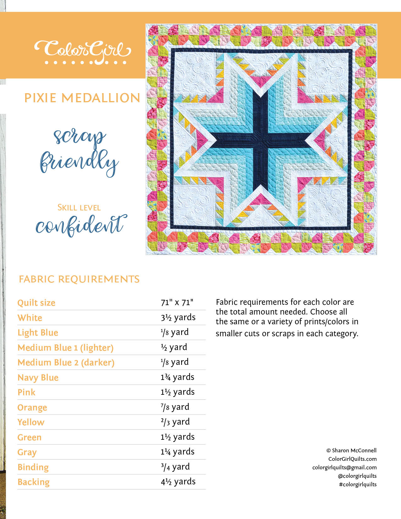 Pixie Medallion Quilt Pattern (four patterns)