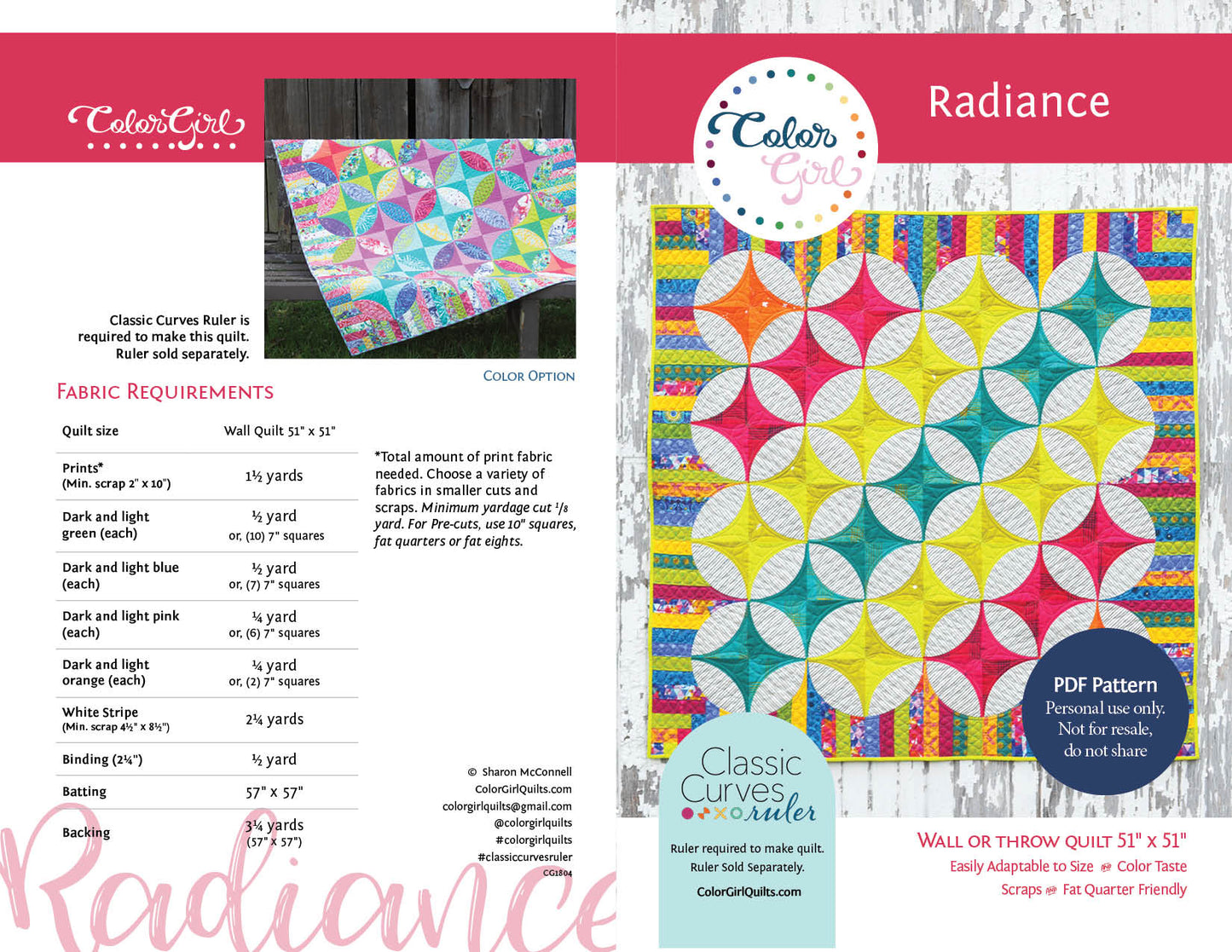 Radiance Quilt Pattern (four patterns)