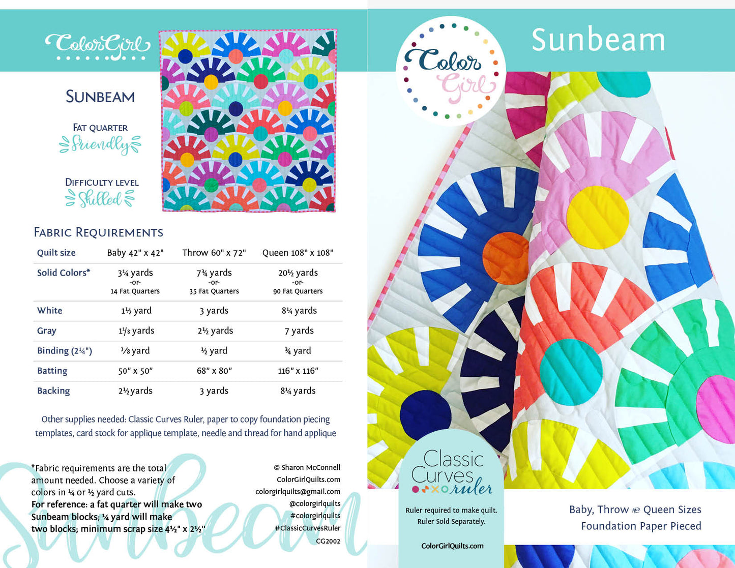 Sunbeam Quilt Pattern (four patterns)