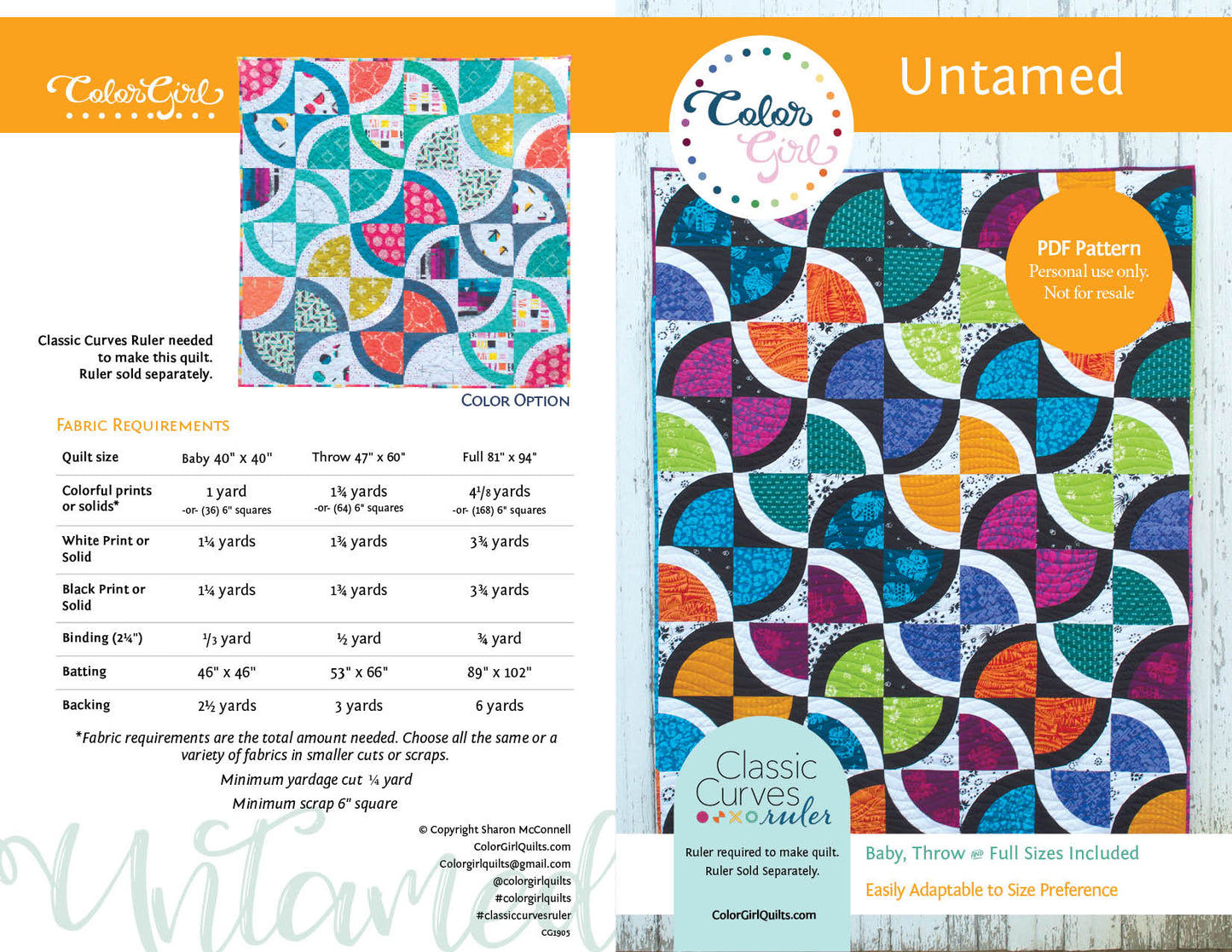 Untamed Quilt Pattern (four patterns)