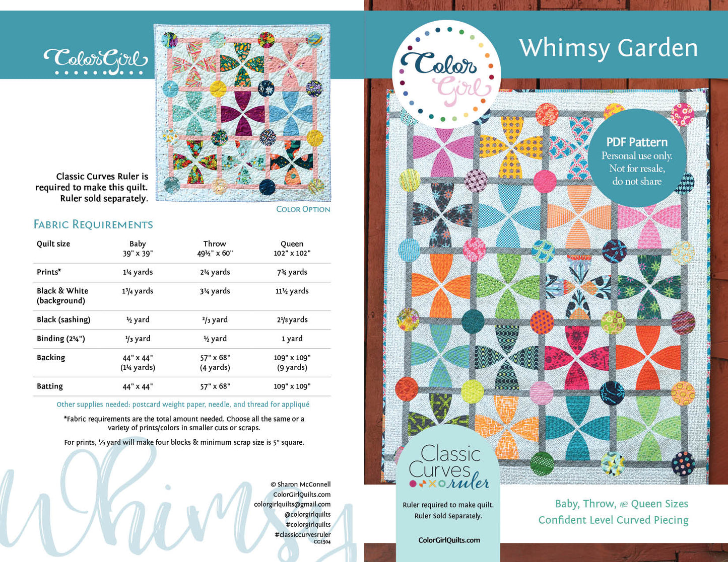 Whimsy Garden Quilt Pattern (four patterns)