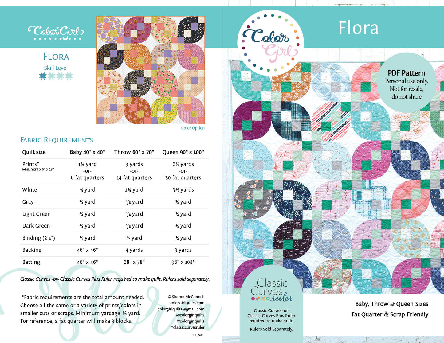 Flora Quilt Pattern (four patterns)