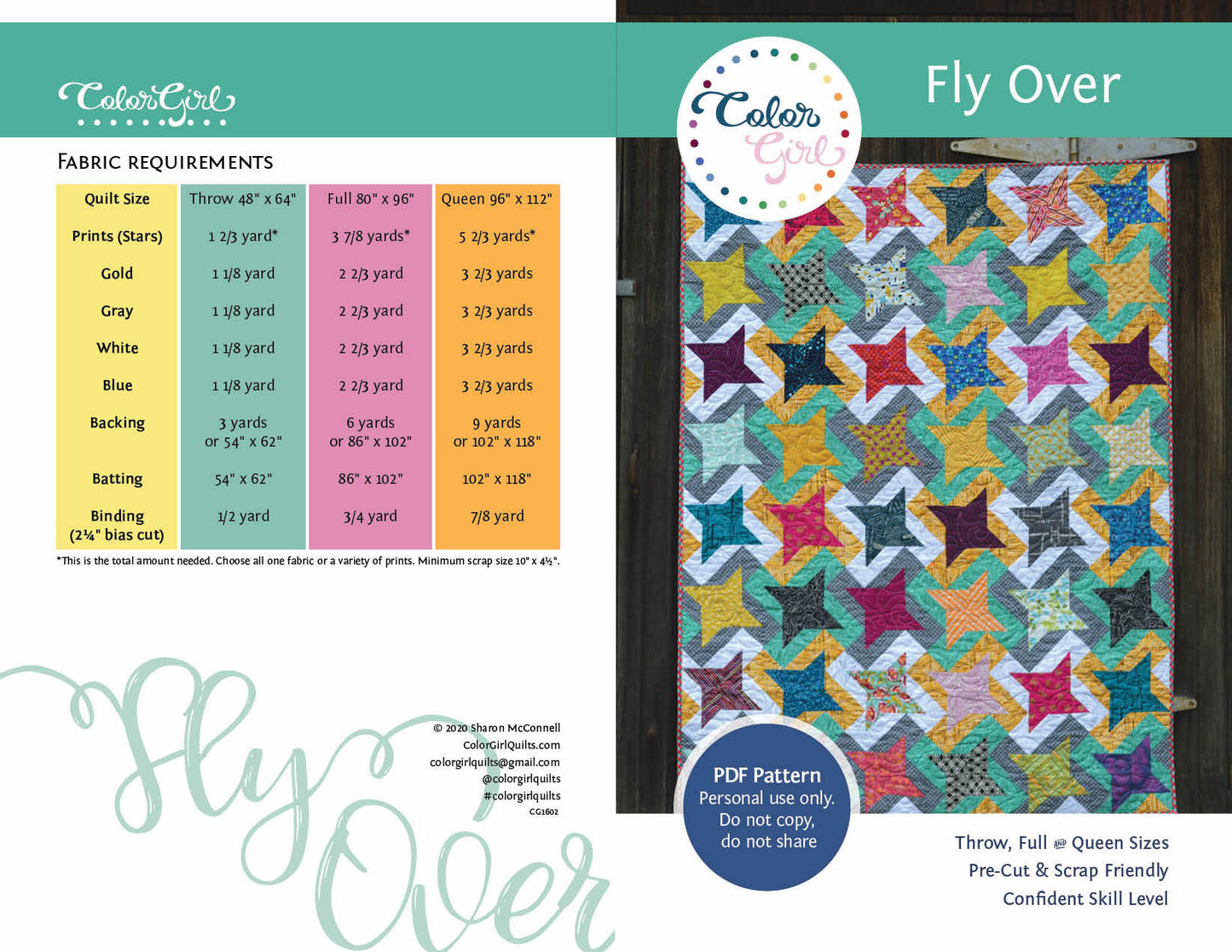 Fly Over Quilt Pattern (four patterns)