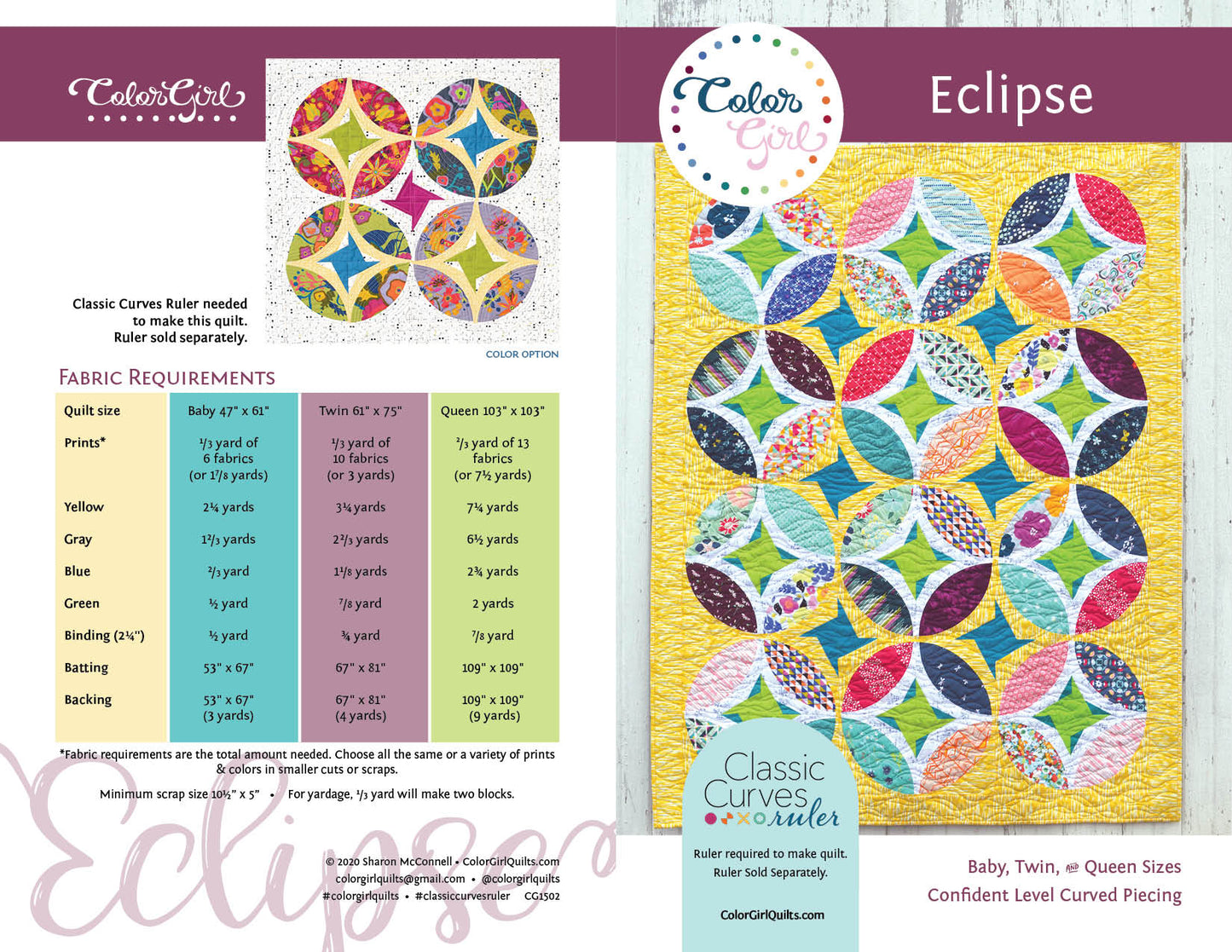 Eclipse Quilt Pattern (four patterns)