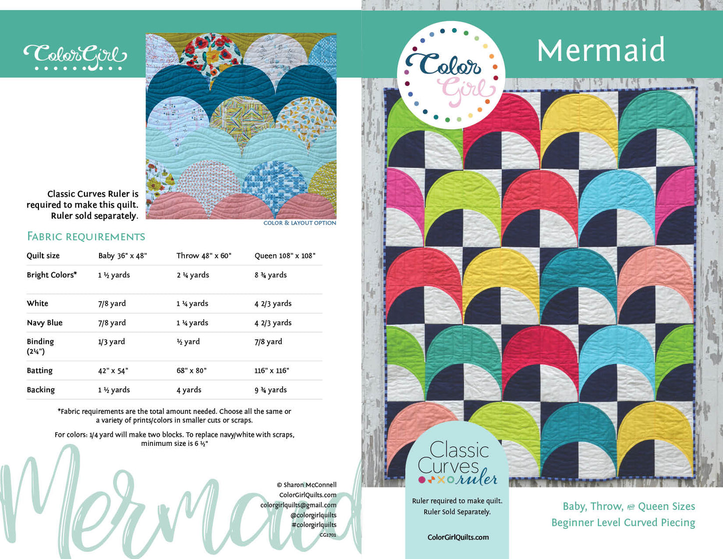 Mermaid Quilt Pattern (four patterns)