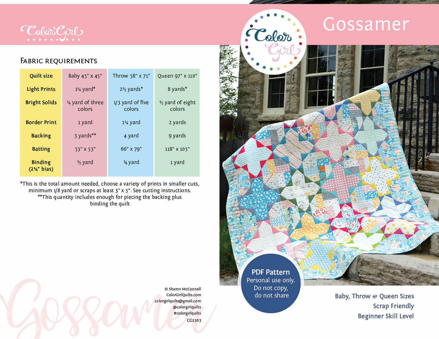 Gossamer Quilt Pattern