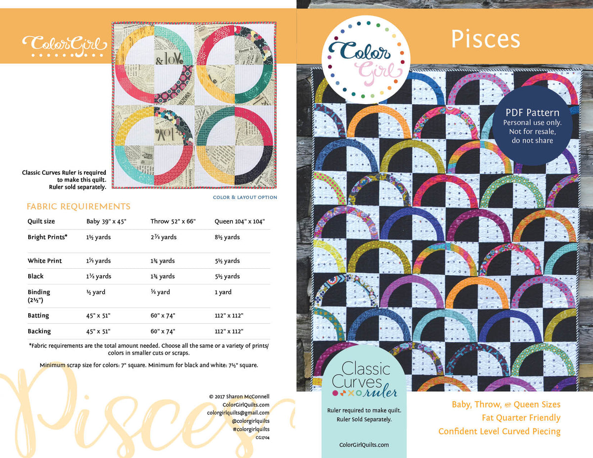 Pattern Note Pises Pisces Quilt Pattern – Color Girl Quilts
